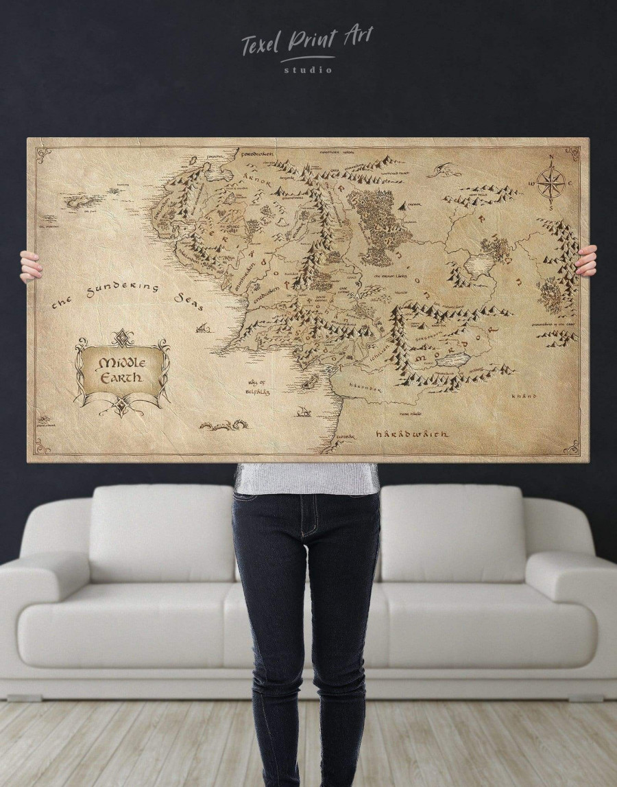 Middle Earth Map Canvas Wall Art TexelPrintArt