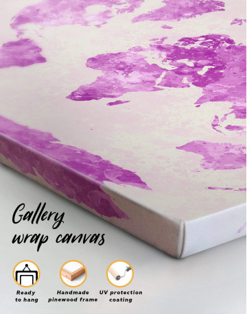 Violet Watercolor World Map Canvas Wall Art - image 4