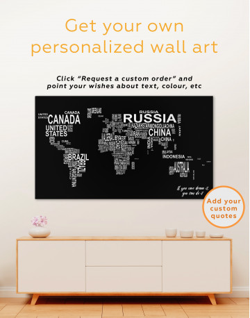 Abstract Word World Map Canvas Wall Art - image 3