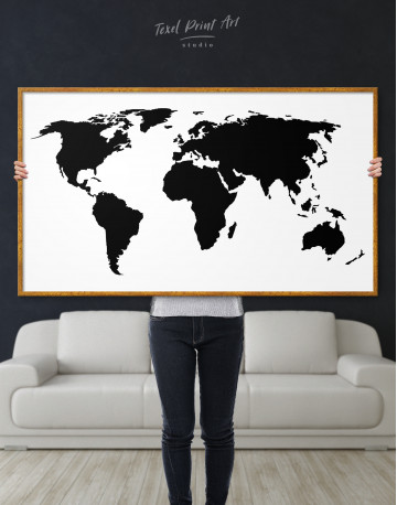 Framed Black and White Map of the World