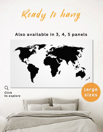 Black and White Map of the World Canvas Wall Art