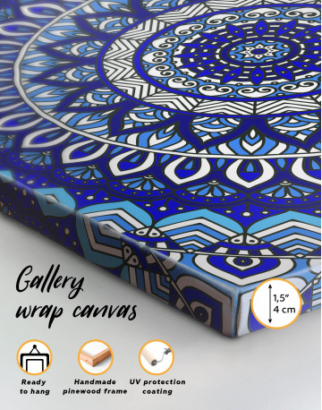 Blue Bohemian Mandala Canvas Wall Art - image 1