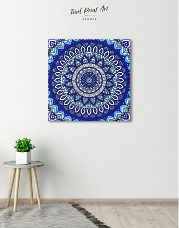 Blue Bohemian Mandala Canvas Wall Art - image 3