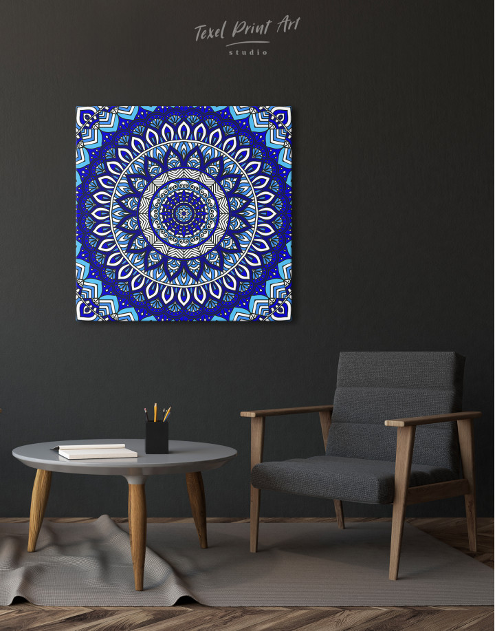 Blue Bohemian Mandala Canvas Wall Art
