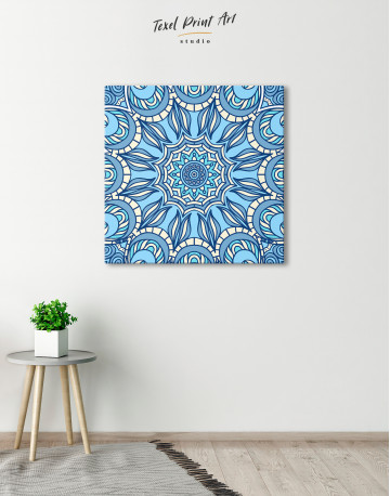 Light Blue Indian Mandala Canvas Wall Art - image 3
