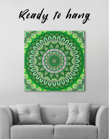 Zentangle Green Mandala Canvas Wall Art - image 2