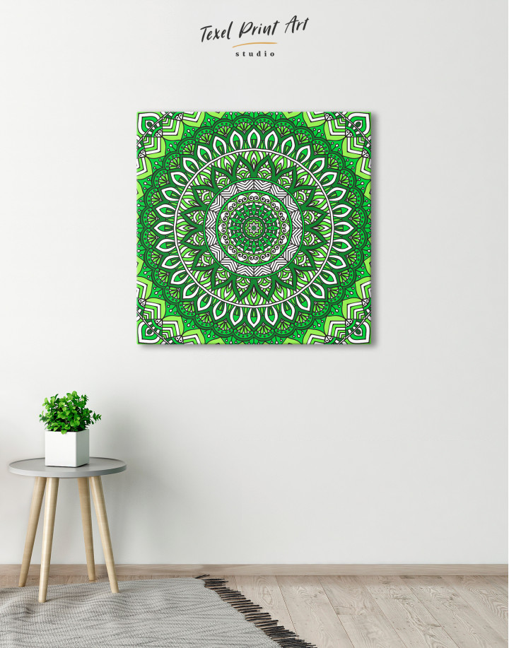 Zentangle Green Mandala Canvas Wall Art