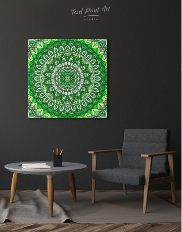 Zentangle Green Mandala Canvas Wall Art - image 4