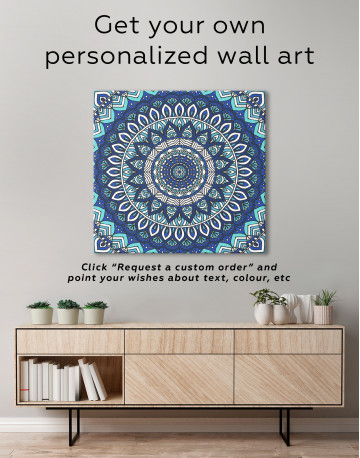 Zentangle Green Mandala Canvas Wall Art - image 1
