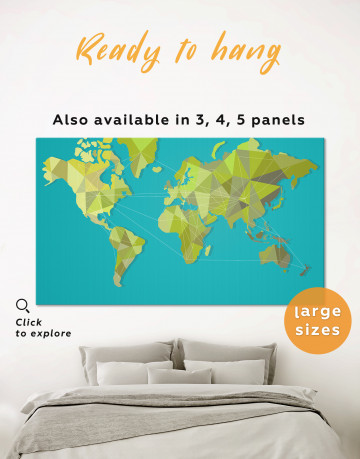 Geometric Green Map of the World Canvas Wall Art