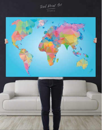 Abstract Geometric Map of the World Canvas Wall Art - image 5