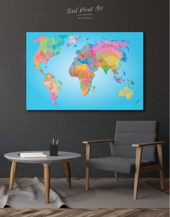 Abstract Geometric Map of the World Canvas Wall Art