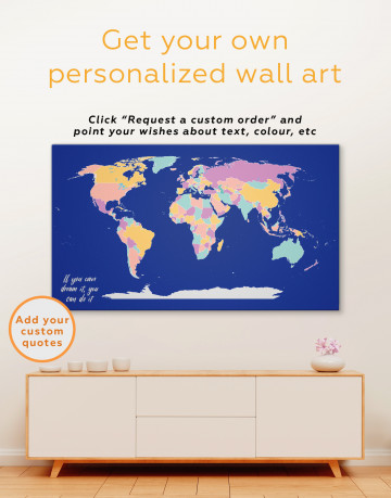 Abstract Multicolor World Map Canvas Wall Art - image 4