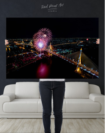 Aerial View of Fireworks Canvas Wall Art - image 1