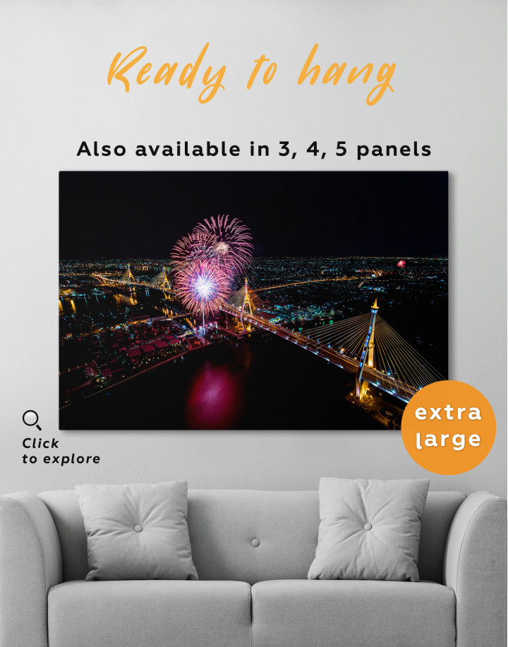 Aerial View of Fireworks Canvas Wall Art