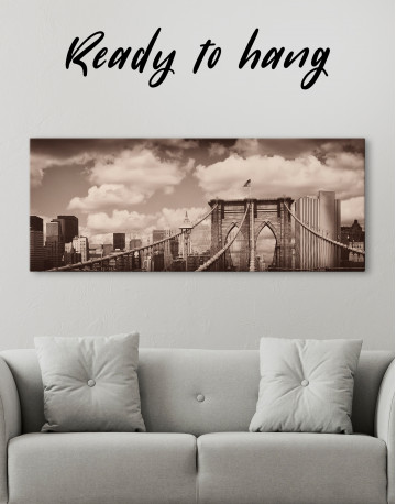 Retro Brooklyn Bridge Canvas Wall Art - image 1