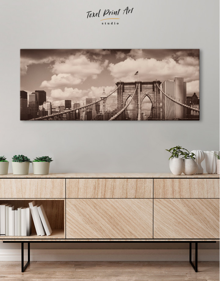 Retro Brooklyn Bridge Canvas Wall Art