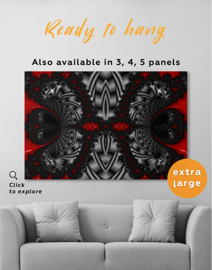 Abstract Black and Red Ornaments Canvas Wall Art