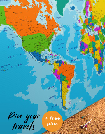 Unusual Detailed Map of the World Canvas Wall Art - image 1