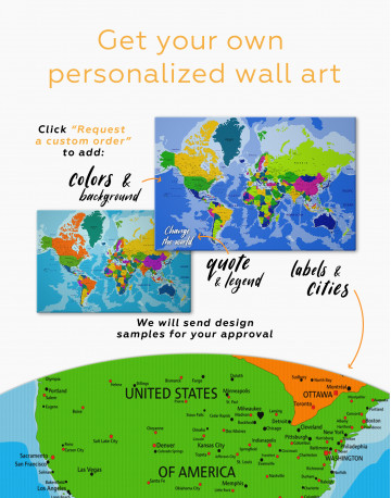 Unusual Detailed Map of the World Canvas Wall Art - image 2