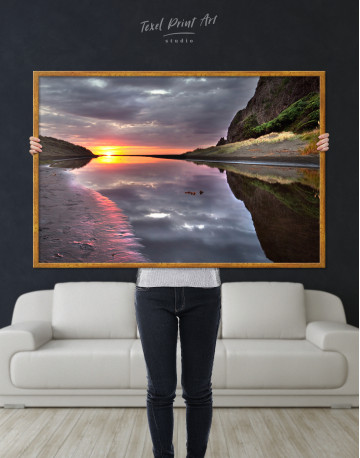 Framed Cloudy Landscape With Sunrise Canvas Wall Art - image 2