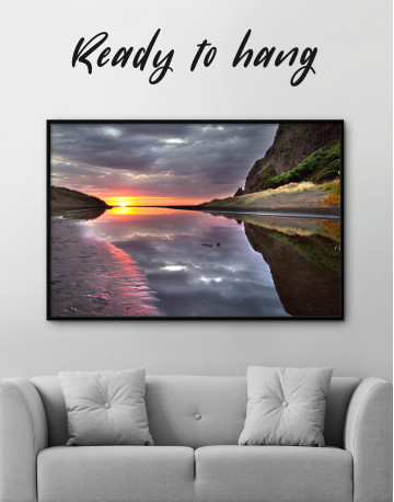 Framed Cloudy Landscape With Sunrise Canvas Wall Art - image 1
