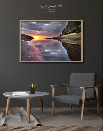 Framed Cloudy Landscape With Sunrise Canvas Wall Art