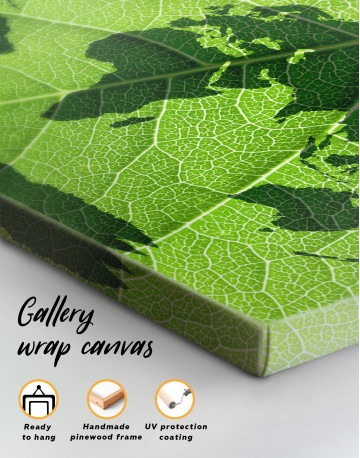 Green Leaf World Map Canvas Wall Art - image 2