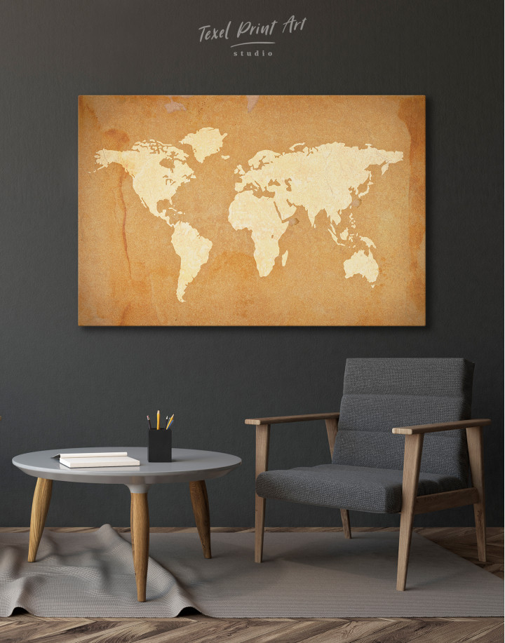 Abstract Sand World Map Canvas Wall Art