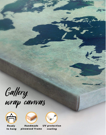 Modern Navy Blue World Map Canvas Wall Art - image 4