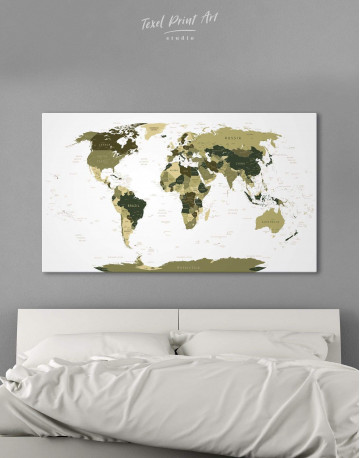Olive Green Travel Push Pin World Map Canvas Wall Art - image 5