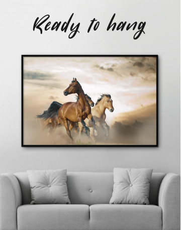 Framed Wild Horses Running Desert Canvas Wall Art - image 4
