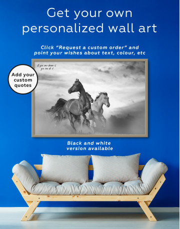 Framed Wild Horses Running Desert Canvas Wall Art - image 2
