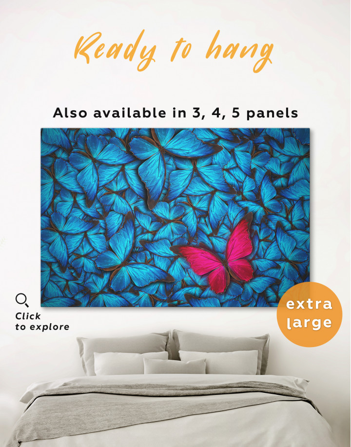 Blue and Purple Butterfly Canvas Wall Art