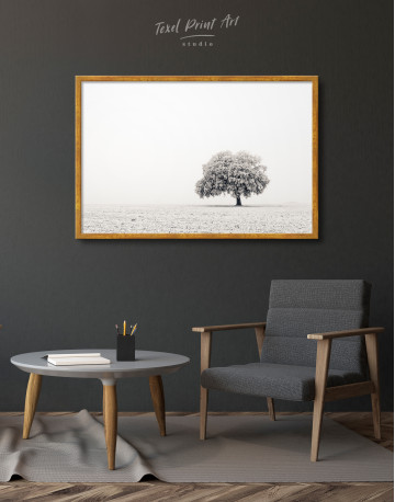 Framed Black and White Lonely Tree Canvas Wall Art