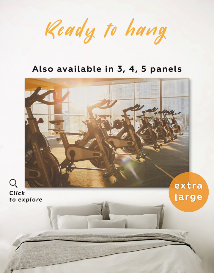 Exercise Bike in Gym Canvas Wall Art