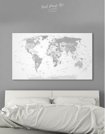 Light Grey Pushpin World Map Canvas Wall Art - image 6