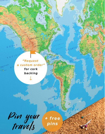 Push Pin World Travel Map Canvas Wall Art - image 1