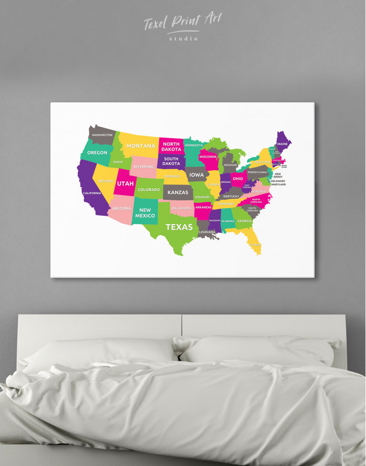 Push Pin USA Map Canvas Wall Art
