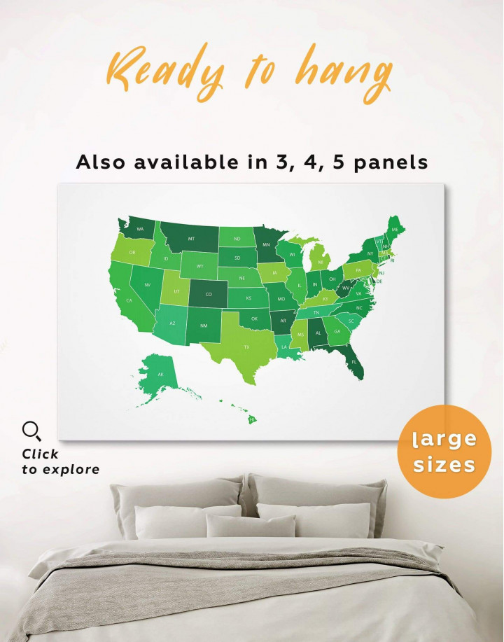 USA Country Map Canvas Wall Art