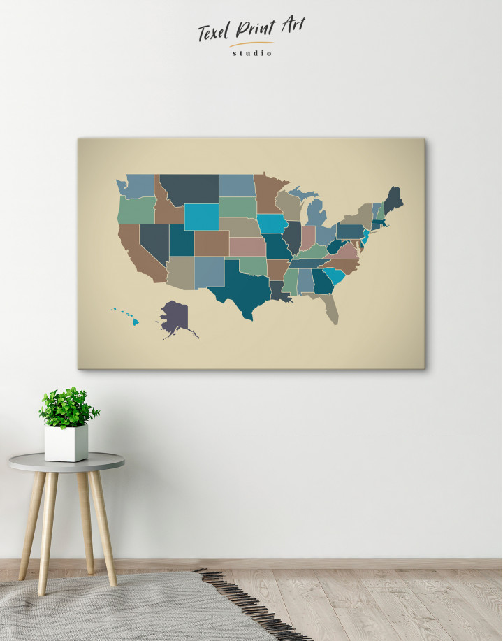 USA Abstract Map Canvas Wall Art