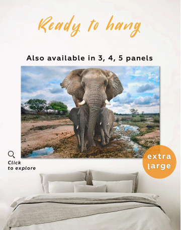 Savanna with Elephants Canvas Wall Art