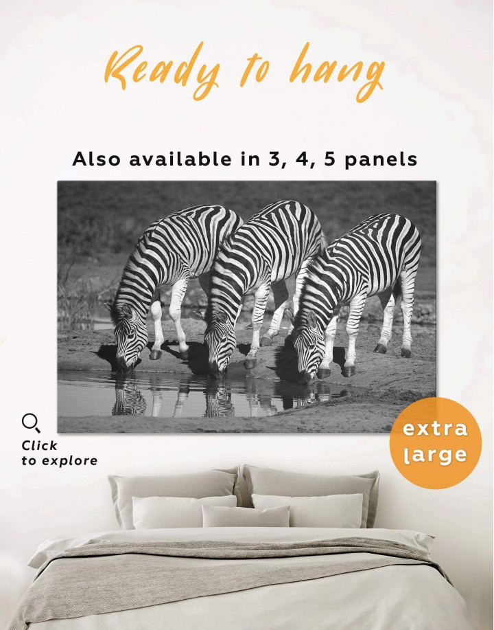 Black and White Zebras Canvas Wall Art