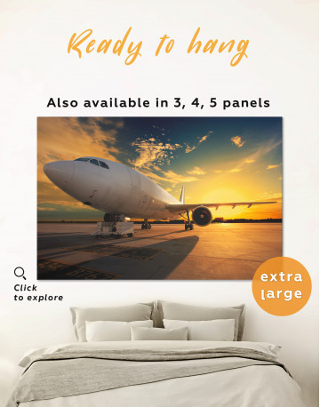 Sunset Airplane Airport Canvas Wall Art