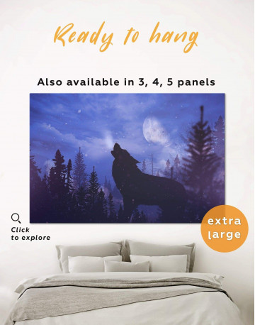 Howling Wolf at Night Canvas Wall Art