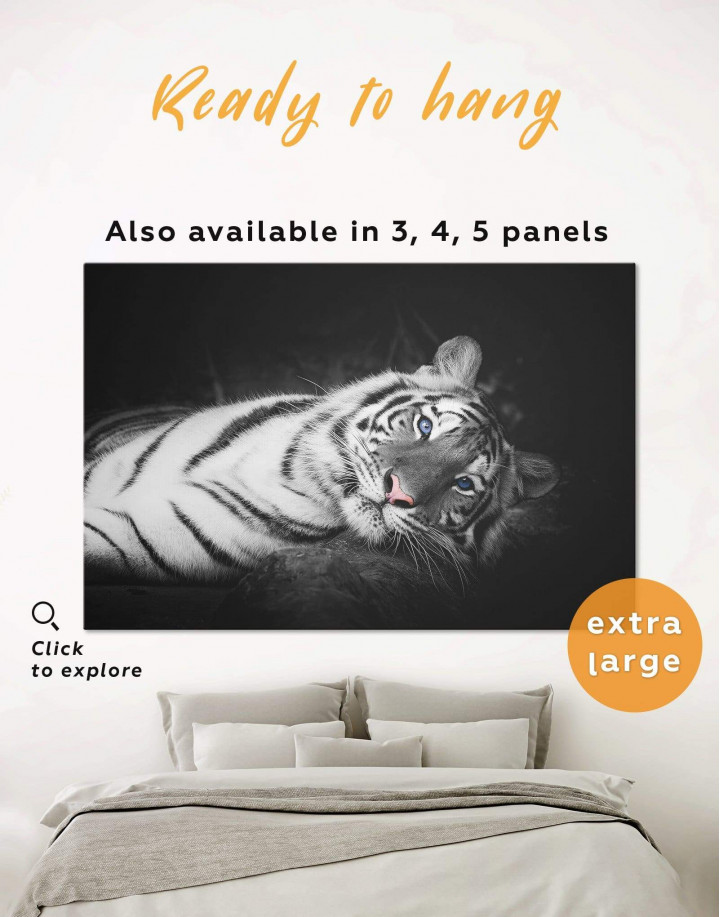 Black and White Wild Tiger Canvas Wall Art