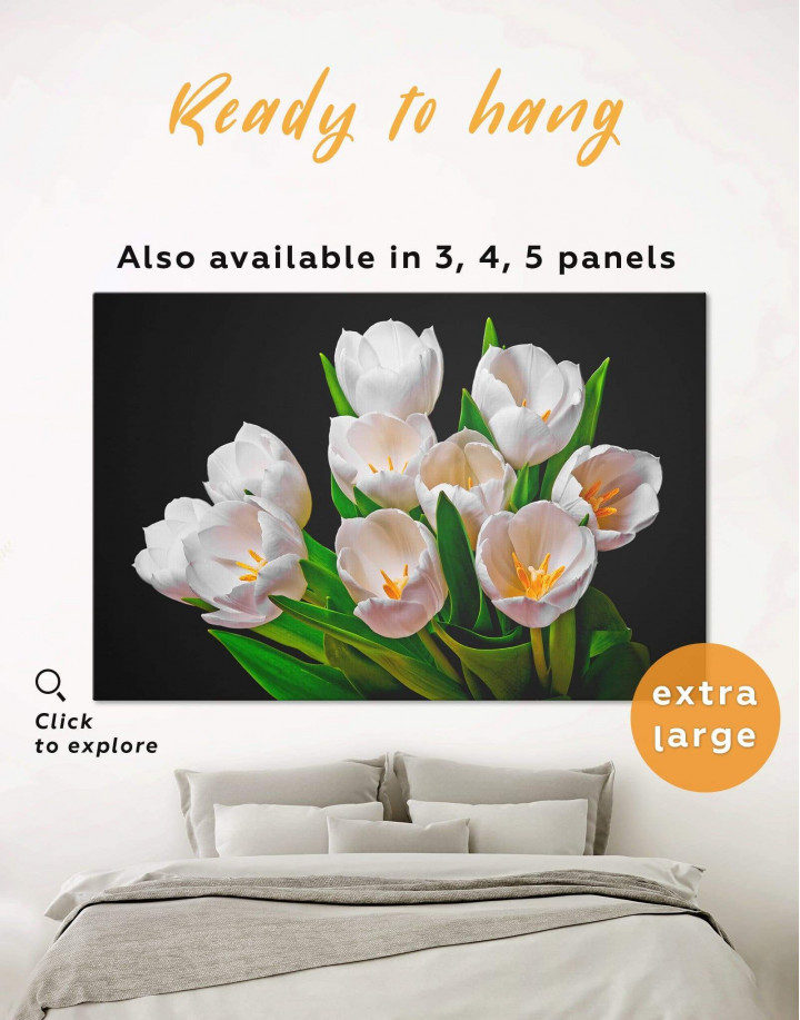 White Tulips Canvas Wall Art