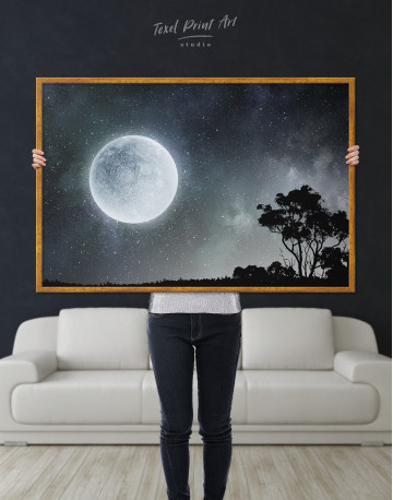 Framed Full Moon View Canvas Wall Art - image 2