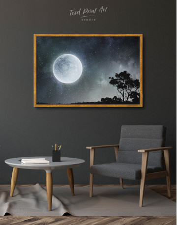 Framed Full Moon View Canvas Wall Art