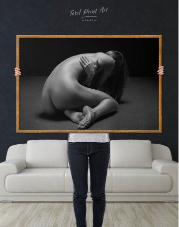 Framed Black and White Nude Erotic Woman Canvas Wall Art - image 3